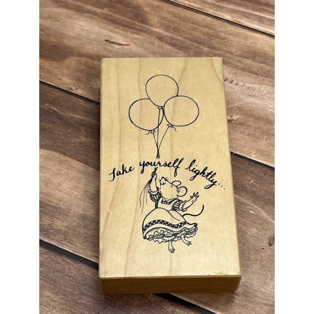 1999 PSX K-2677 SUGAR & MICE WOOD MOUNTED RUBBER STAMP BALLOON FUNNY